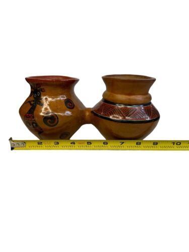 angel ortiz Signed artist pottery Double Vase Beautiful Southwestern Art Mexico