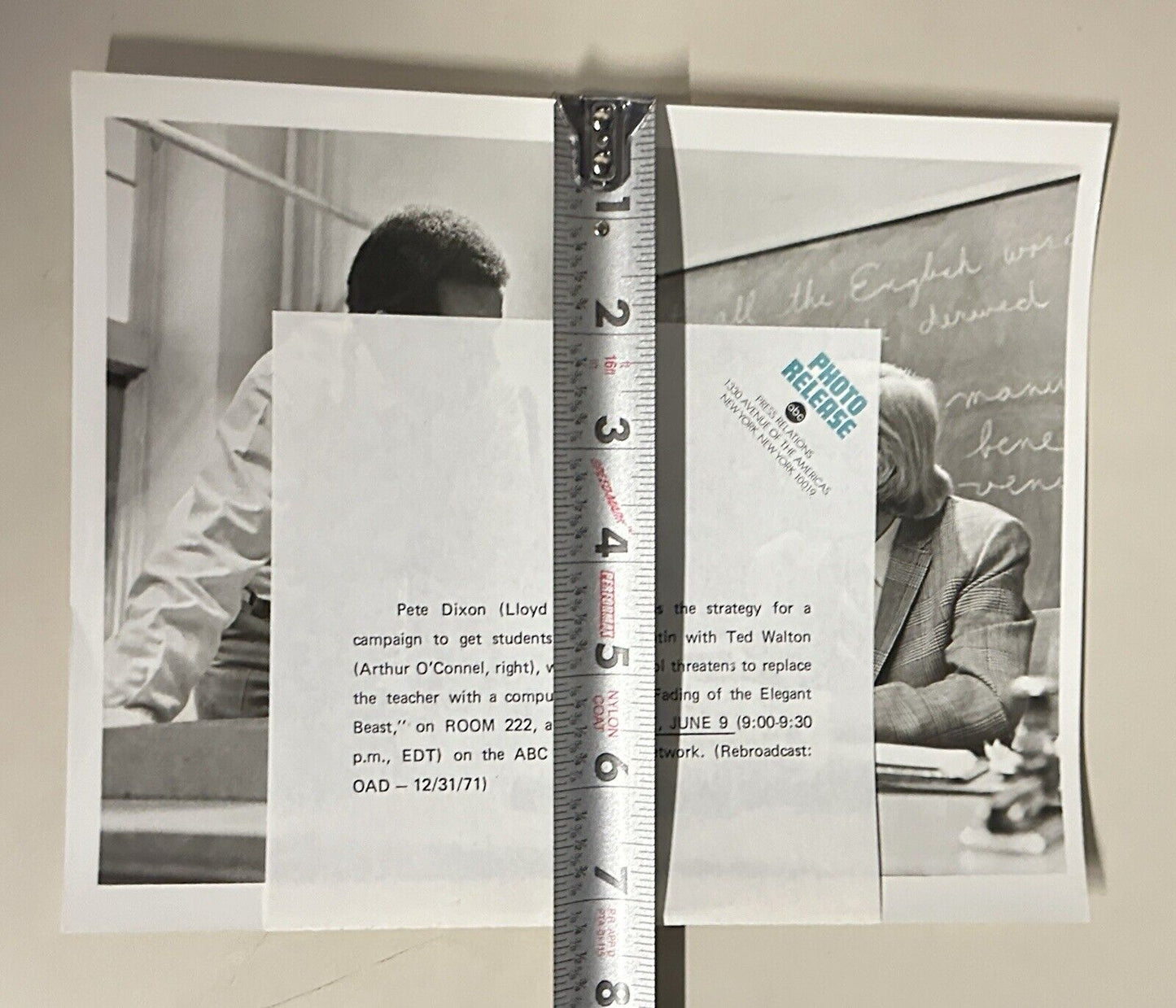 1972 ABC TV Press Release Photo 7”x9” Room 222 Lloyd Haynes & Arthur O’Connell