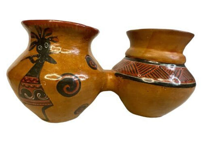 angel ortiz Signed artist pottery Double Vase Beautiful Southwestern Art Mexico