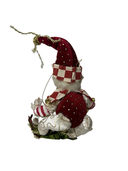 JESTER ELF DOLL Christmas Bendable Bells Mistle toe Checkered Ornament 9”-12”