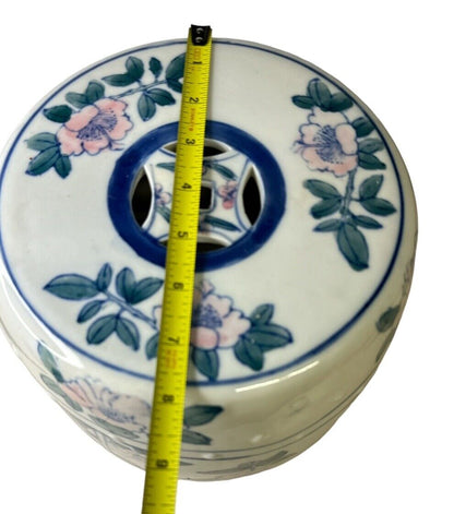 Hand painted chinese chinoiserie diminutive porcelain garden stool plant stand