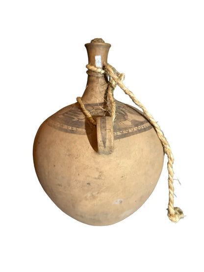 Mid 1900’s Large Long Necked Clay Water Jug Mexico's Huasteca Region 17” X 12”