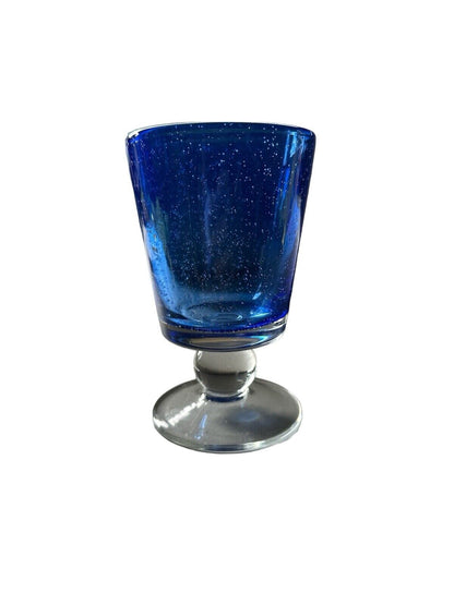 Authentic Blown Glass Cocktail Goblet Cobalt Blue Made In Mexico Tonala 5.5”
