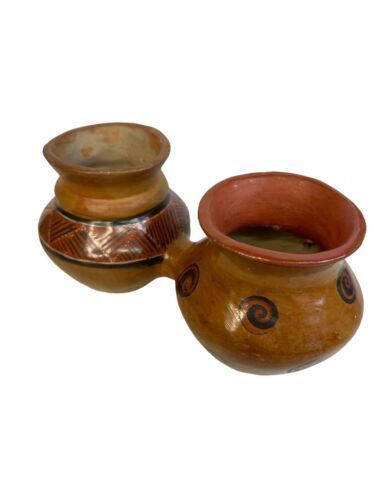 angel ortiz Signed artist pottery Double Vase Beautiful Southwestern Art Mexico