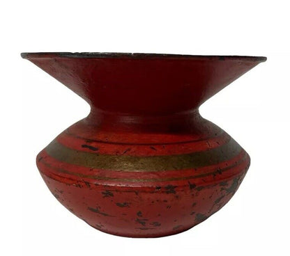 Beautiful Antique 1890’s Rare Color Cast Iron Enamel Spittoon Cuspidor