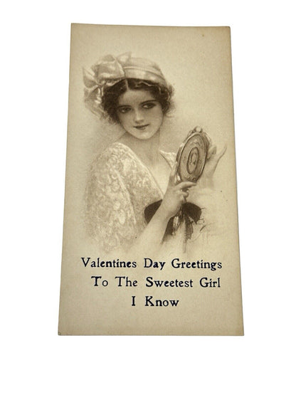 Vintage Antique 1920’s Pretty Fashion Girl Valentine Card Greeting Unused