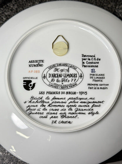 Limoges "Edith Practical Woman" In Tailored Costume Women of Century Plate 1915