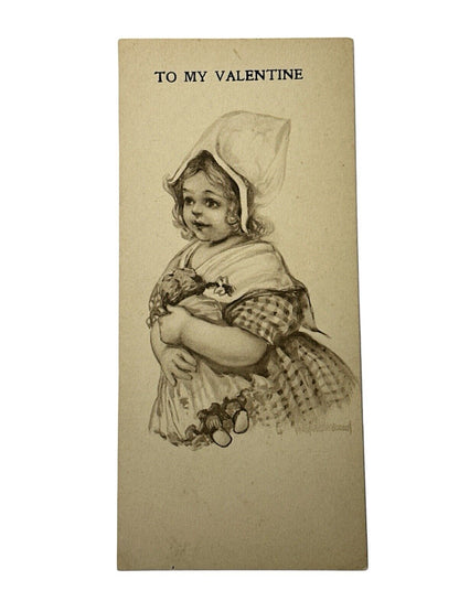 Vintage 1920’s Young Girl With Doll Original Valentines Card Greeting Unused