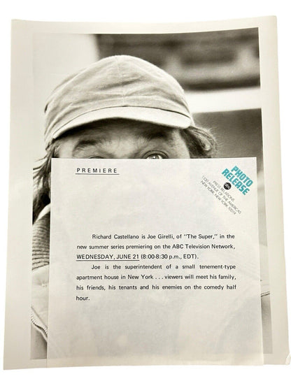 1972 Press Release Photo ABC Richard Castellano In “The Super” 7” x 9”