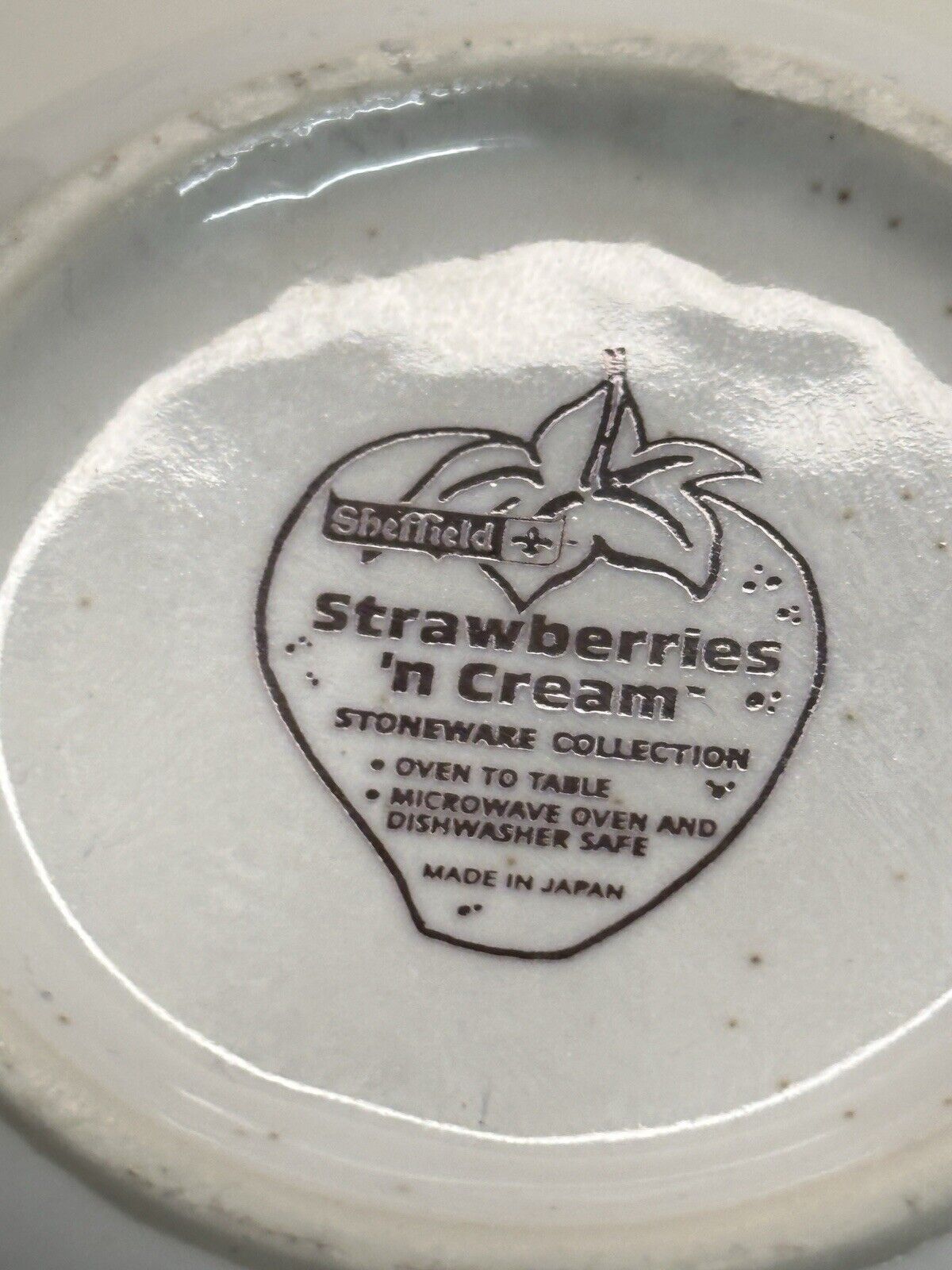 Vtg Set of 4 Sheffield Strawberries 'n Cream Stoneware Coffee Mugs Cups Japan