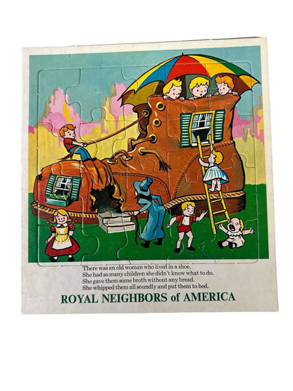 Vtg 1970’s Puzzle Lot Of 5 Cardboard Nursery Rhymes Royal Neighbors Of America