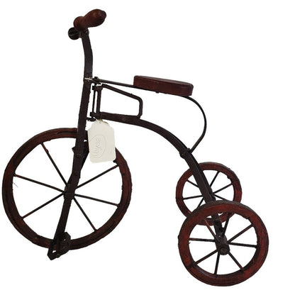 Antique Handmade Metal Iron & Wood Decorative Tricycle Decor Large 15”
