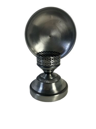Vintage Wall Or Table Candle Holder Sconce Silver Toned Metal 11” Reflective