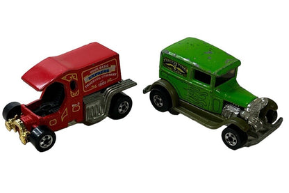 Lot Of 2 Hot Wheels Red / Green Early Times Delivery Truck 1976-77 Hong Kong Vtg