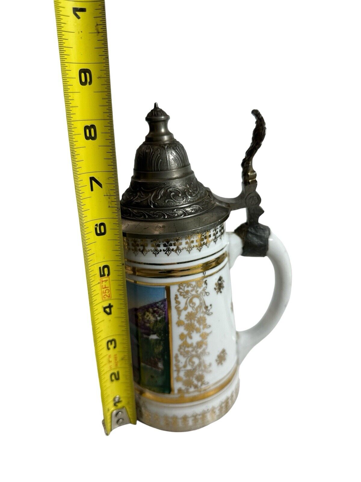 Antique Old German Porcelain Stein 1/2 Litter "Alt-Ausses with the Duchstein"