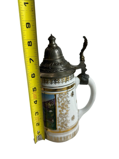 Antique Old German Porcelain Stein 1/2 Litter "Alt-Ausses with the Duchstein"