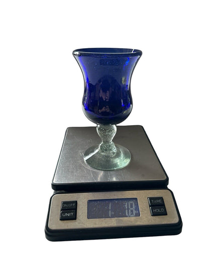 Authentic Blown Glass Tulip Goblet Cobalt Blue Made In Mexico Tonala 6.5”