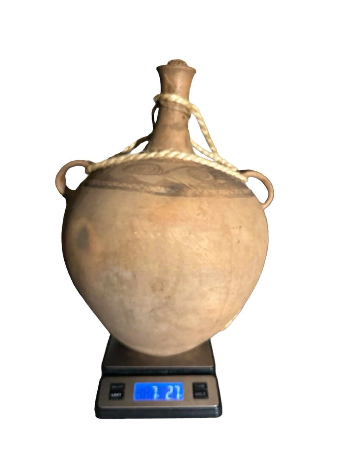 Mid 1900’s Large Long Necked Clay Water Jug Mexico's Huasteca Region 17” X 12”