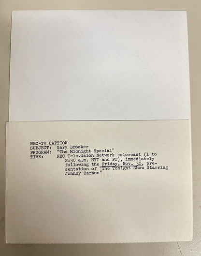 1973 Gary Brooker Press Release Photo The Midnight Show NBC