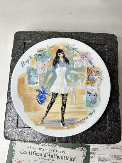 Vintage 1979 D'Arceau Limoges Collectors Plate Brigitte En Mini Jupe 1965