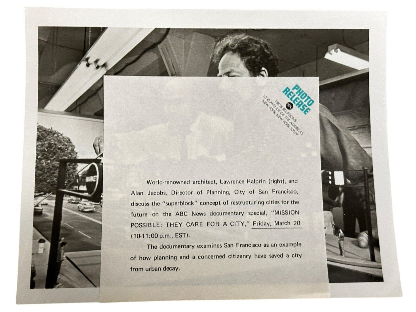 1970 Press Release Photo Lawrence Halprin & Alan Jacobs “mission Possible”