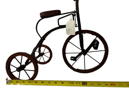 Antique Handmade Metal Iron & Wood Decorative Tricycle Decor Large 15”