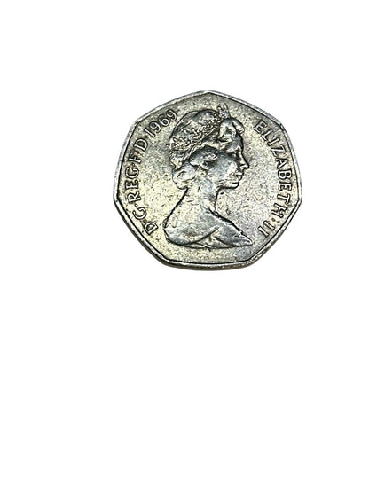 1969 United Kingdom Queen Elizabeth II  50 New Pence Coin