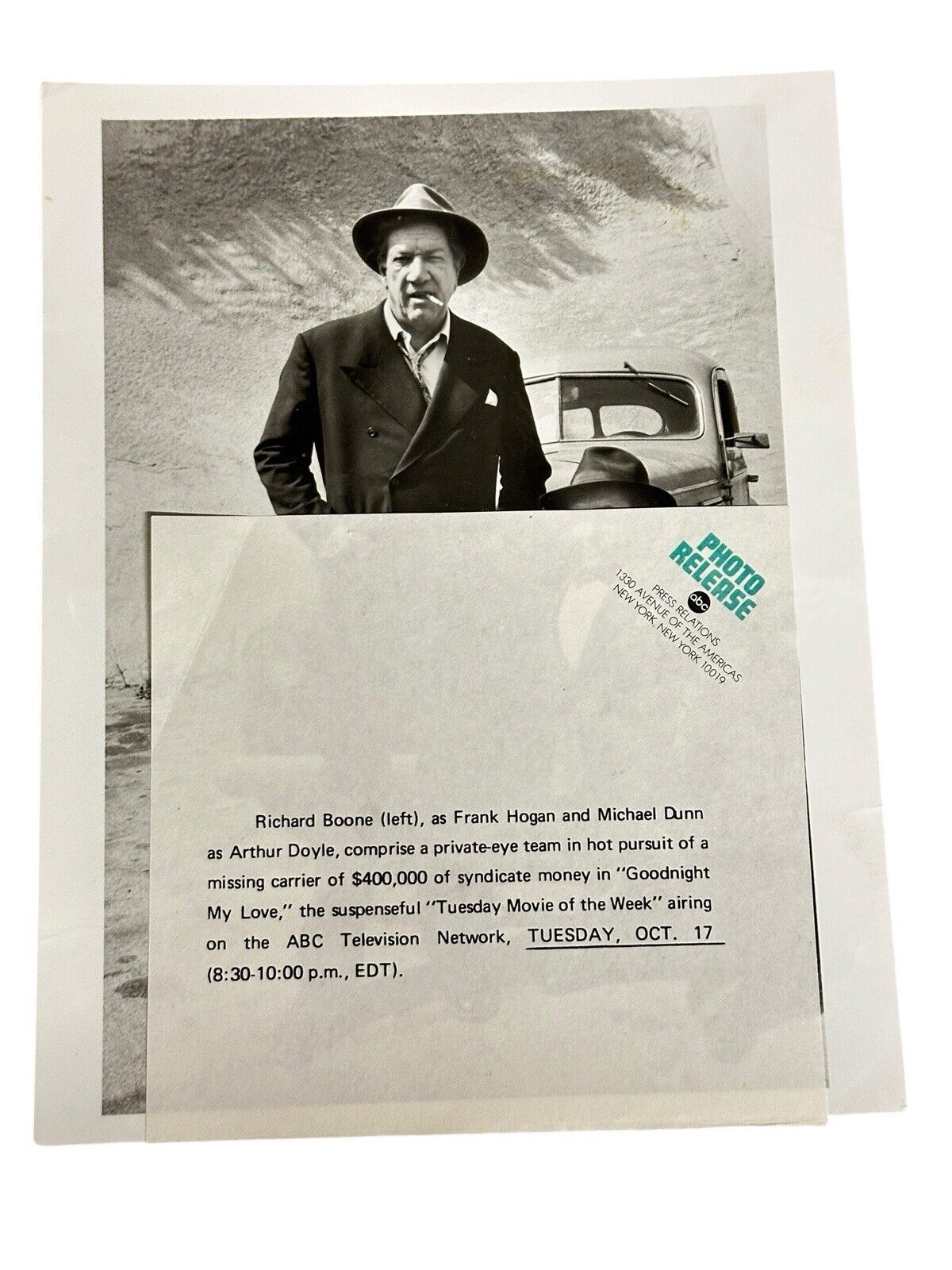 1972 Press Release Photo ABC Richard Boone & Michael Dunn “Goodnight My Love”