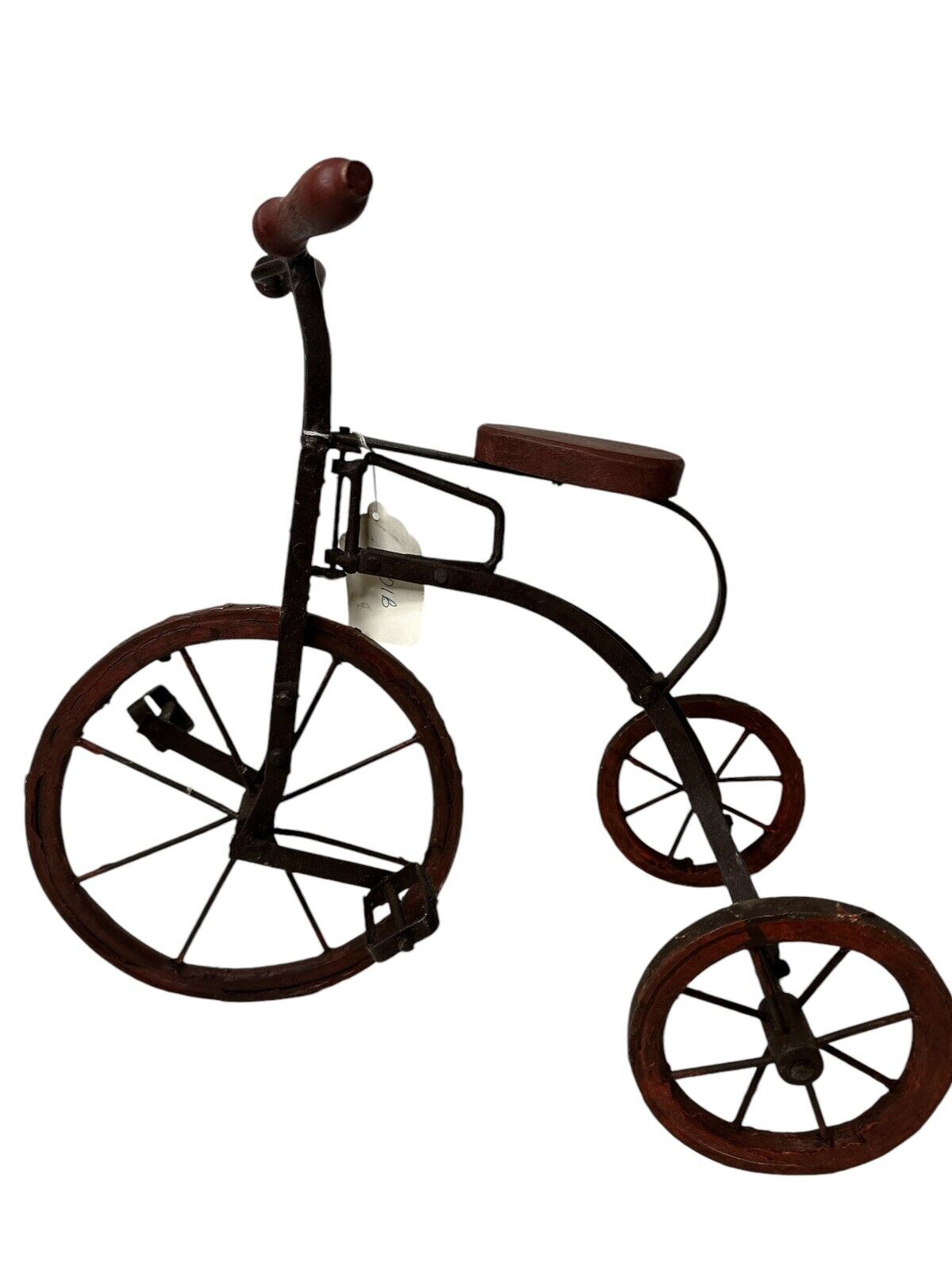 Antique Handmade Metal Iron & Wood Decorative Tricycle Decor Large 15”