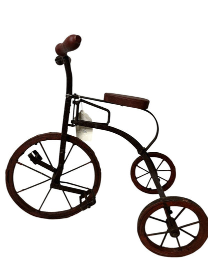 Antique Handmade Metal Iron & Wood Decorative Tricycle Decor Large 15”