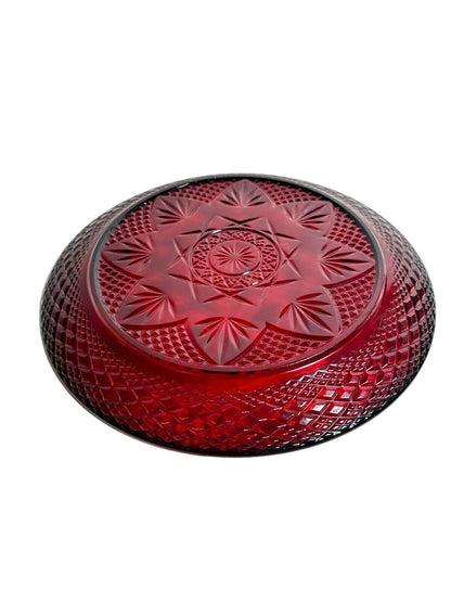 Vintage Luminarc Cristal d'Arques Durand Ruby Red Glass 10" Glass Plate
