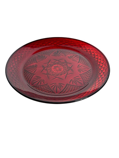 Vintage Luminarc Cristal d'Arques Durand Ruby Red Glass 10" Glass Plate