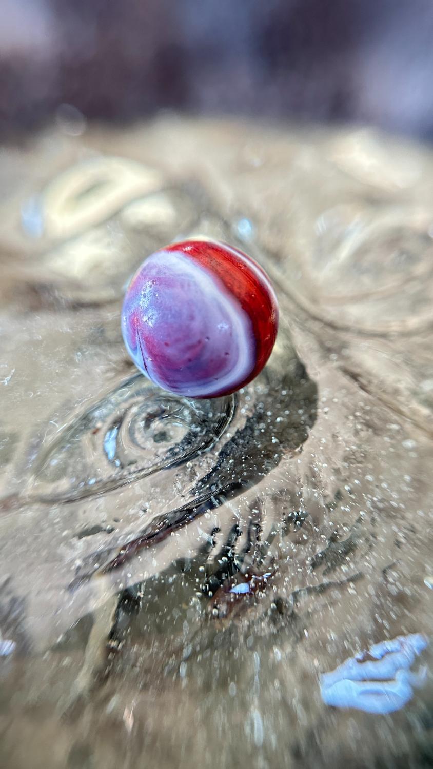 Christensen Agate Glass Marble Red & White Swirl 5/8" - The Lindy Collection