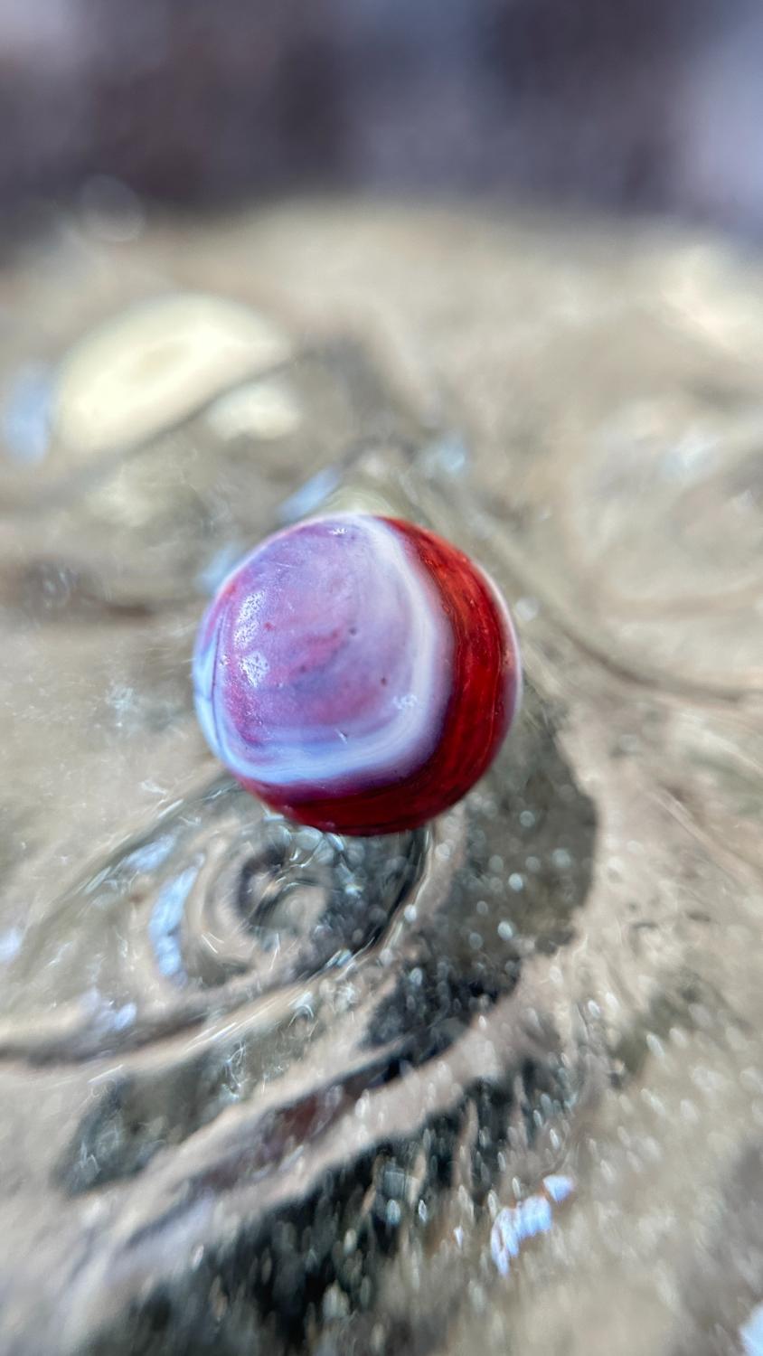 Christensen Agate Glass Marble Red & White Swirl 5/8" - The Lindy Collection