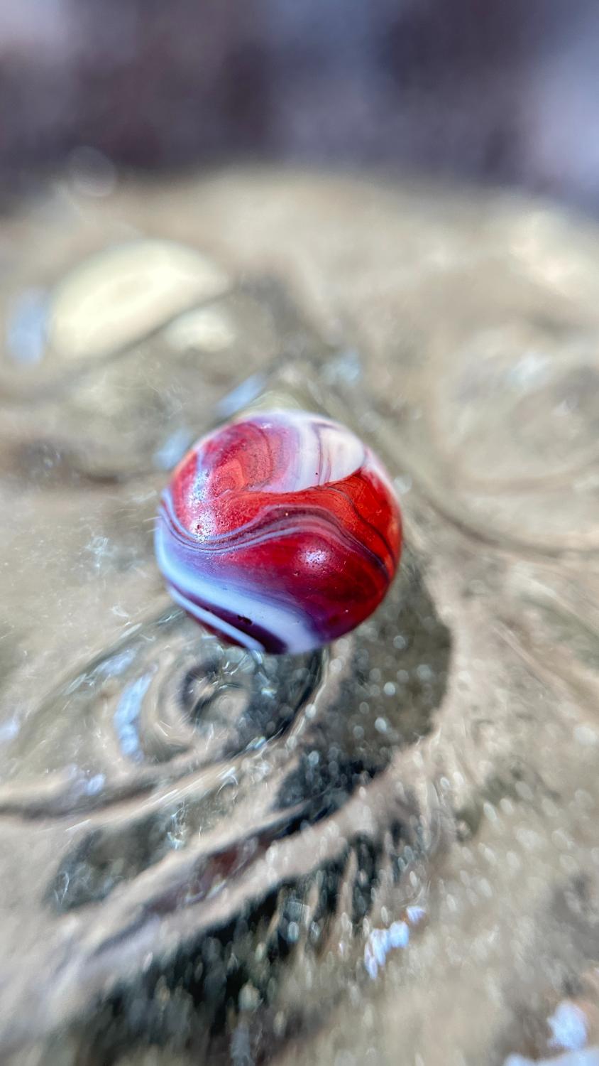 Christensen Agate Glass Marble Red & White Swirl 5/8" - The Lindy Collection