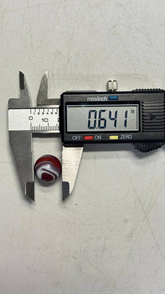 Christensen Agate Glass Marble Red & White Swirl 5/8" - The Lindy Collection