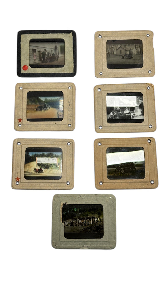 Vtg 1915 Victor Animatograph Glass Slides Lot | Early Motorcycles & Sidecars