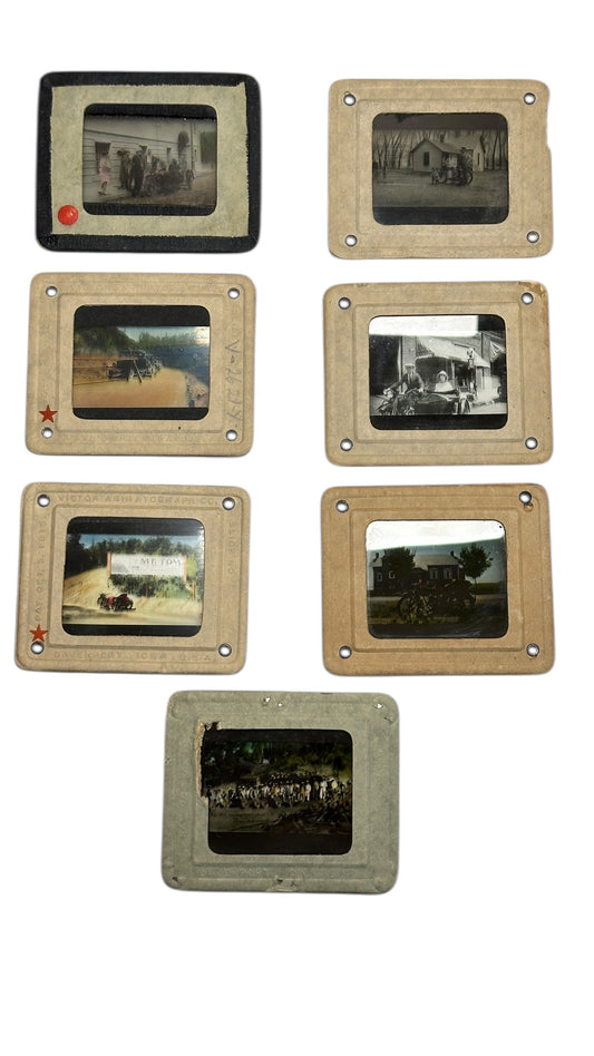 Vtg 1915 Victor Animatograph Glass Slides Lot | Early Motorcycles & Sidecars
