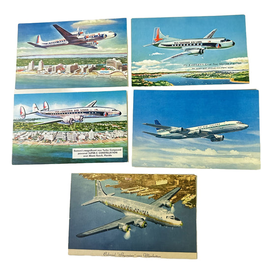 Lot Of 5 Vintage Airline Aircraft  Unposted 1930’s Eastern Airlines
