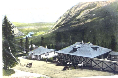 Antique Photo-Lithograph Postcard 1912 Hot Springs and Bow Valley Baniff Alta