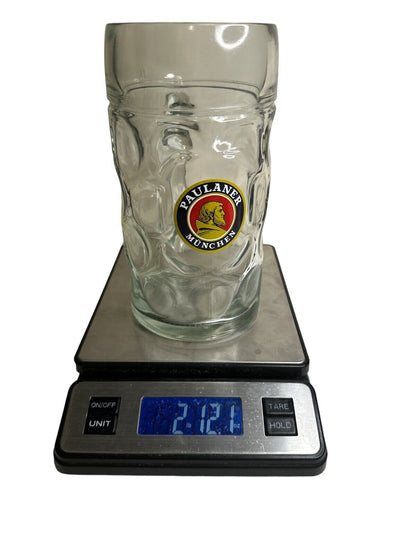 Paulaner Munchen German Beer Stein Dimple Glass Large 1 Liter Mug Nice Condition