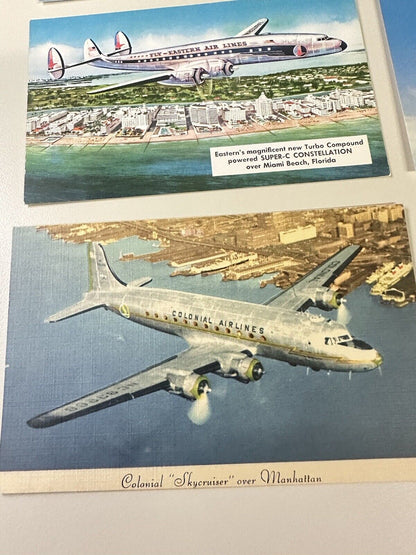 Lot Of 5 Vintage Airline Aircraft  Unposted 1930’s Eastern Airlines