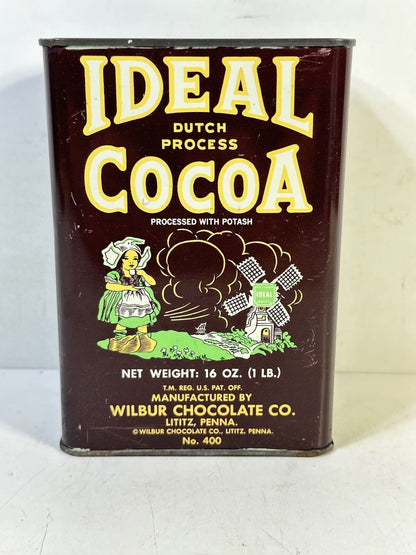 Vintage IDEAL COCOA Dutch Metal Tin Can Chocolate Kitchen Decor Empty