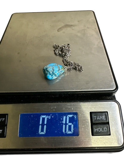 Southwest Large Turquoise Nugget on Chain Necklace Kingman Arizona Navajo