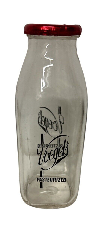 Lot Of 5 Vtg Voegels Milk Bottles Spoon And Coupon Book Voegels Dairy Minnesota