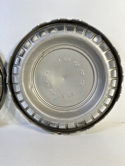 Pair Of 14” Vintage Dodge Hubcaps Black Lettering And Chrome