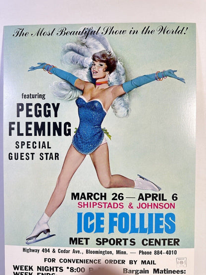 Vtg Peggy Fleming & The Ice Follies At The Met Center MN Window Poster Original