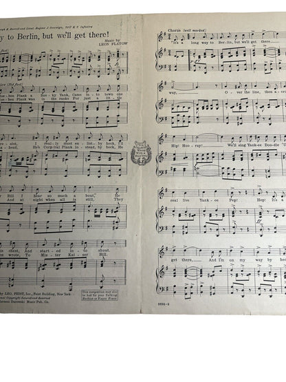 Antique 1917 Sheet Music Large Size It’s A Long Way From Berlin Ragtime Music