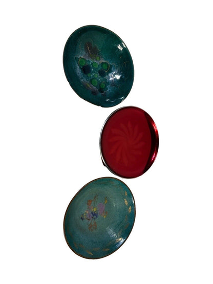 Lot Of 3 Vintage Copper Enamel Aluminum Plate Bowl & Ashtray Designer Decor
