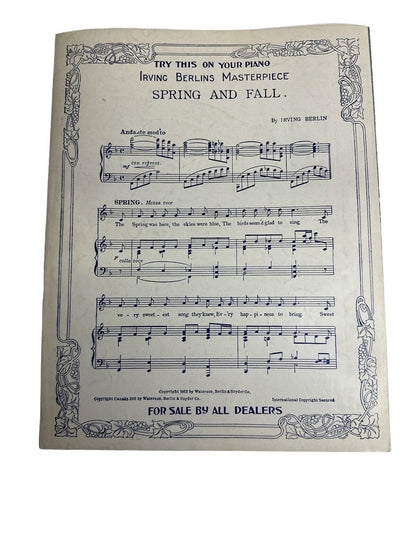 The Ragtime Soldier Man by Irving Berlin  1912 antique sheet music